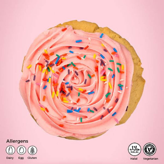 Single Pink Birthday Cake Cookie - Dipp'd Cookies