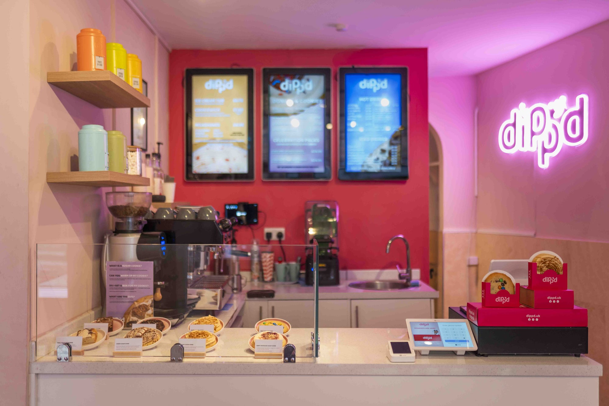 Crumbl UK franchise store interior — small cookie shop fit-out